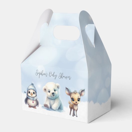 Winterdieren Koud Buiten Baby shower Favor Box Bedankdoosjes (Voorkant Zijde)