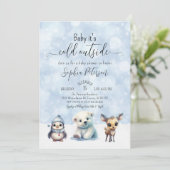 Winterdieren koud buiten Baby shower Kaart (Staand voorkant)