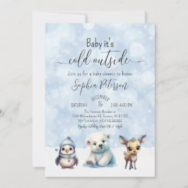 Winterdieren koud buiten Baby shower Kaart