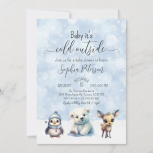 Winterdieren koud buiten Baby shower Kaart