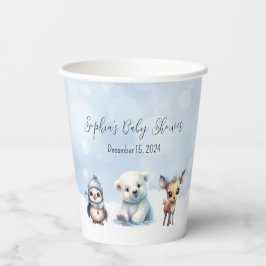 Winterdieren koud buiten Baby shower Papieren Bekers