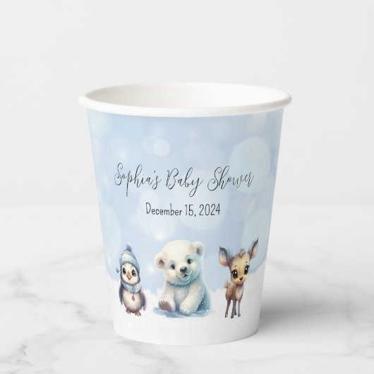 Winterdieren koud buiten Baby shower Papieren Bekers (Voorkant)