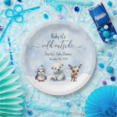 Winterdieren koud buiten Baby shower Papieren Bordje (Feest)