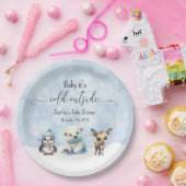 Winterdieren koud buiten Baby shower Papieren Bordje (Feest)
