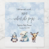 Winterdieren Koud Buiten Baby shower Pop Het Wijn Etiket (Enkel label)