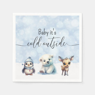 Winterdieren koud buiten Baby shower Servet