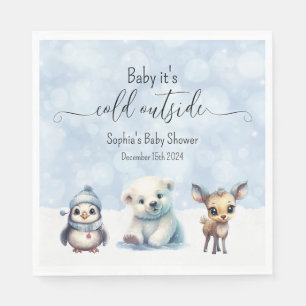 Winterdieren koud buiten Baby shower Servet