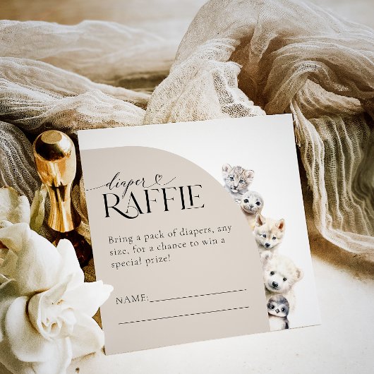 Winterdieren Luier Raffle Baby shower Informatiekaartje