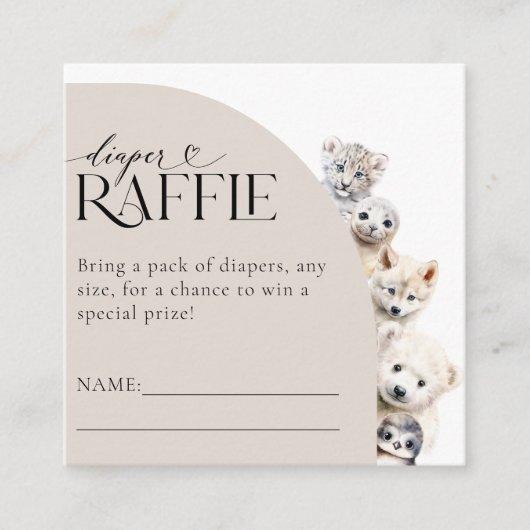 Winterdieren Luier Raffle Baby shower Informatiekaartje (Voorkant)