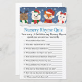 winterdieren Nursery Rhyme Quiz-baby shower (Voorkant / Achterkant)