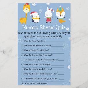 Winterdieren Nursery Rhyme Quiz baby shower wild