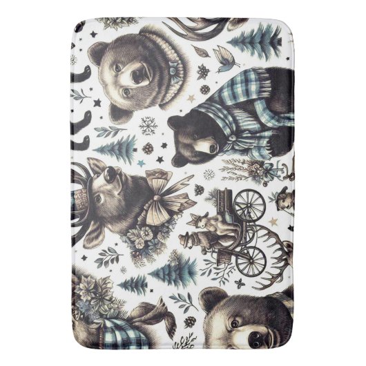  winterdieren patroon badmat (Voorkant Verticaal)