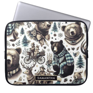 winterdieren patroon laptop sleeve