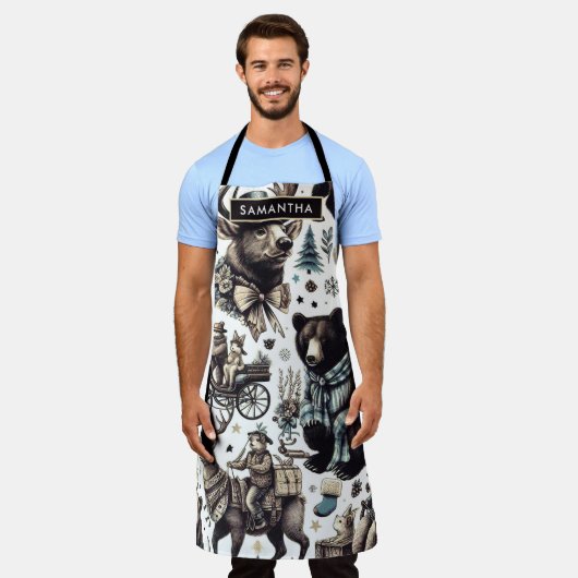  winterdieren patroon schort (Gedragen)