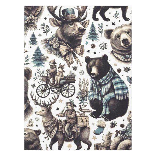  winterdieren patroon tafelkleed (Voorkant)