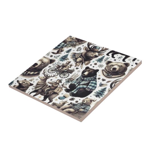  winterdieren patroon tegeltje (Zijkant)