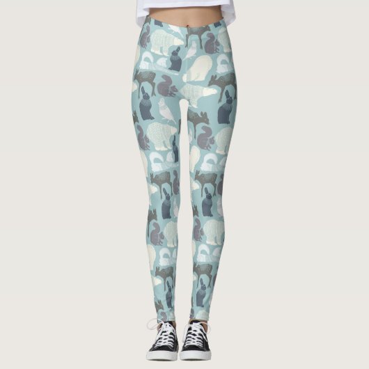 Winterdieren Polar Beer Fox Squirrel Leggins Leggings (Voorkant)