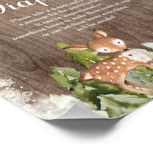 Winterdieren Sneeuwvlokken Hout Late Night Luiers Poster (Hoek)