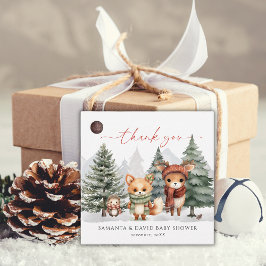 Winterdieren Snowy Forest Baby shower Bedankjes Labels