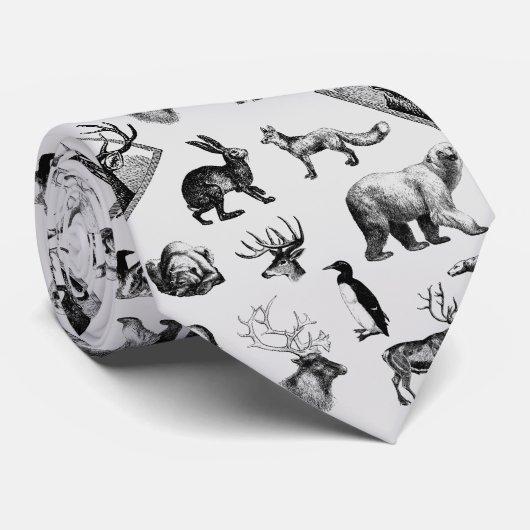 winterdieren stropdas (Opgerold)