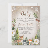 Winterdieren Woodland Boy Baby shower Kaart (Voorkant)