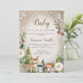 Winterdieren Woodland Boy Baby shower Kaart (Staand voorkant)