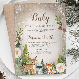Winterdieren Woodland Boy Baby shower Kaart