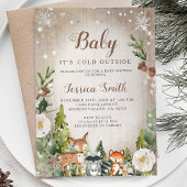 Winterdieren Woodland Boy Baby shower Kaart