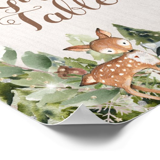 Winterdieren Woodland Floral Gifts Table Sign Poster (Hoek)