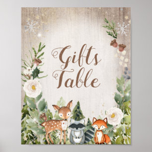 Winterdieren Woodland Floral Gifts Table Sign Poster