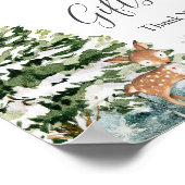 Winterdieren Woodland Sneeuwvlokken Kaarten & gesc Poster (Hoek)