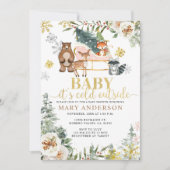 Winterdierenbos Het is koud buiten Baby shower Kaart (Voorkant)