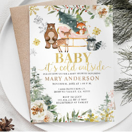 Winterdierenbos Het is koud buiten Baby shower Kaart