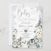Winterdierenbosbessen met Baby shower Kaart (Voorkant)