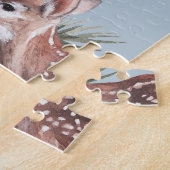 Winterdierenschets, blauwe achtergrond. legpuzzel (Zijkant)