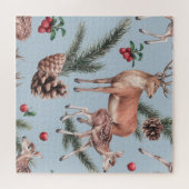 Winterdierenschets, blauwe achtergrond. legpuzzel (Horizontaal)