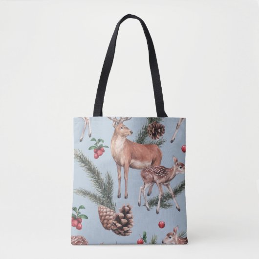 Winterdierenschets, blauwe achtergrond. tote bag (Voorkant)