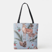 Winterdierenschets, blauwe achtergrond. tote bag (Achterkant)