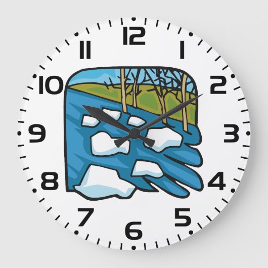 Winterdooi rivier met ijsschotsen grote klok (Voorkant)