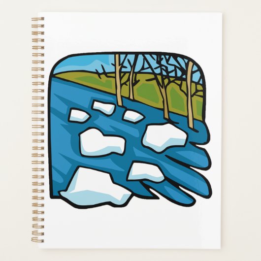 Winterdooi rivier met ijsschotsen planner (Voorkant)