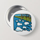 Winterdooi rivier met ijsschotsen ronde button 7,6 cm (Voorkant /achterkant)