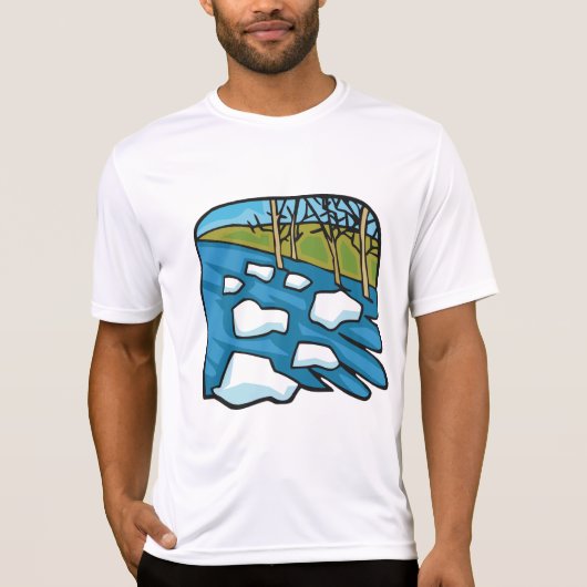 Winterdooi rivier met ijsschotsen t-shirt (Voorkant)
