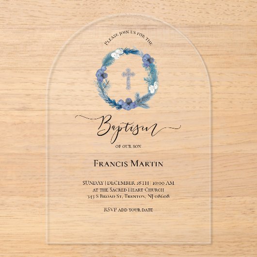 winterdoop acryl uitnodigingen (Voorkant)