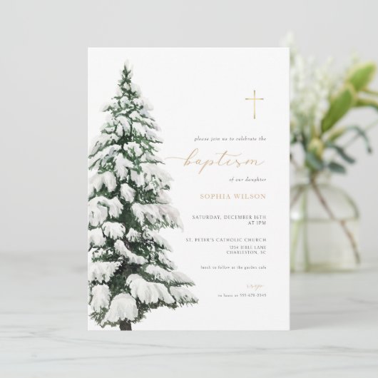 Winterdoop Uitnodiging Kerstdoop (Staand voorkant)