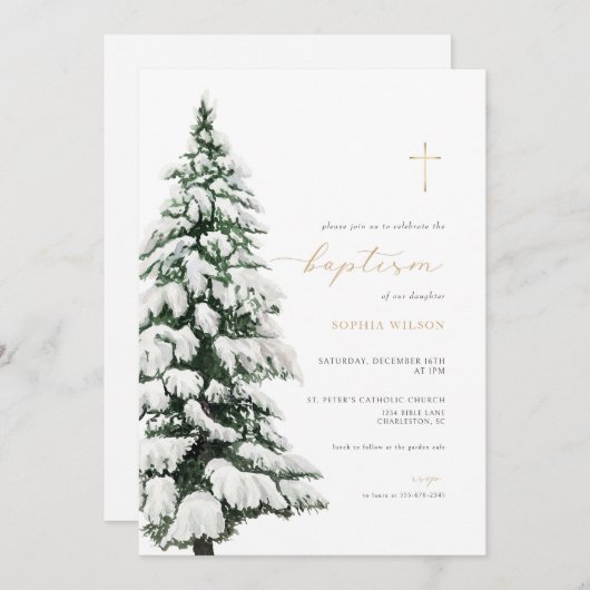 Winterdoop Uitnodiging Kerstdoop (Voorkant / Achterkant)