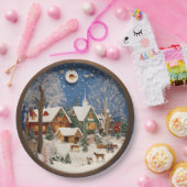Winterdorp 3D Wall Art Papieren Bordje (Feest)