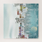 Winterdorp: besneeuwd landschap legpuzzel (Horizontaal)