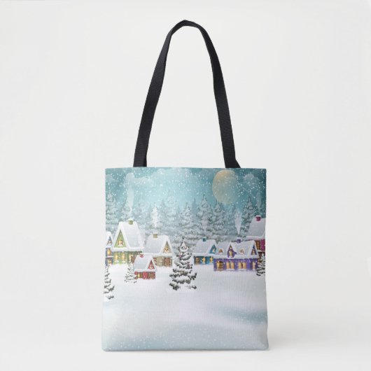 Winterdorp: besneeuwd landschap tote bag (Voorkant)