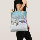 Winterdorp: besneeuwd landschap tote bag (Dichtbij)