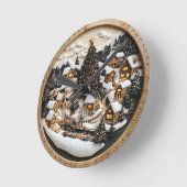 Winterdorp gloed met feestelijke lichten ronde klok (Hoek)